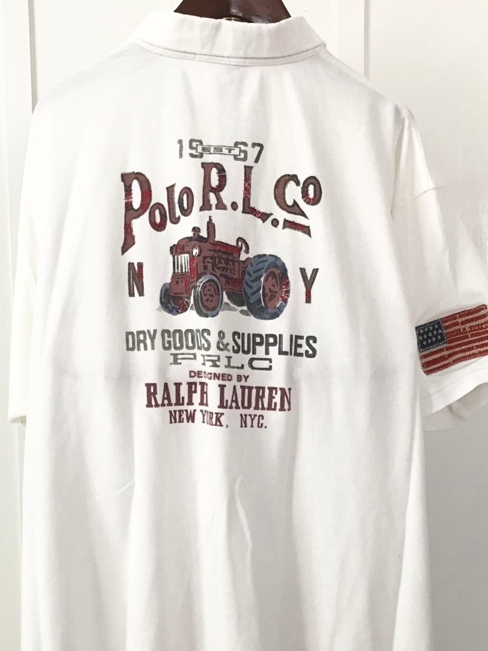 FARMCORE 🔥 AUTHENTIC POLO COUNTRY RETRO RED TRACTOR RARE PRINT 100% COTTON